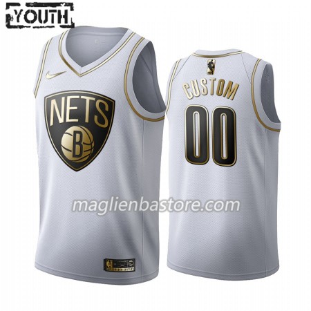 Maglia NBA Brooklyn Nets Personalizzate Nike 2019-20 Bianco Golden Edition Swingman - Bambino